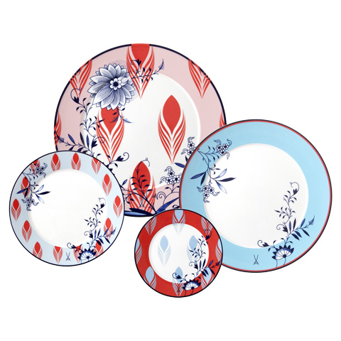 set 4 plates Bloomy Feathers